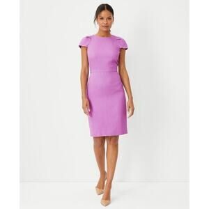 Ann Taylor NWT Purple Cap Sleeve Sheath Dress Size 2 Linen Rayon Lyocell